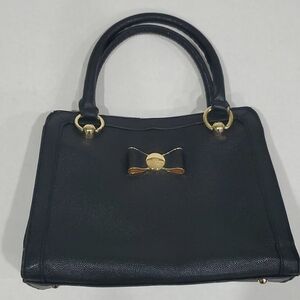 Lulu by Lulu Guiness Black Pebble Vinyl Bow Handbag